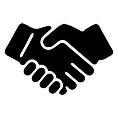 two hands shaking, solid black fill, minimalism, smooth lines sticker