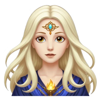 White Long Haired Women, Mystic seer — hair floating, glowing eyes sticker