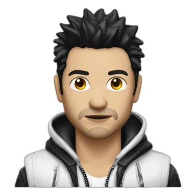 Punk male with white hood leather jacket with dark hair sticker