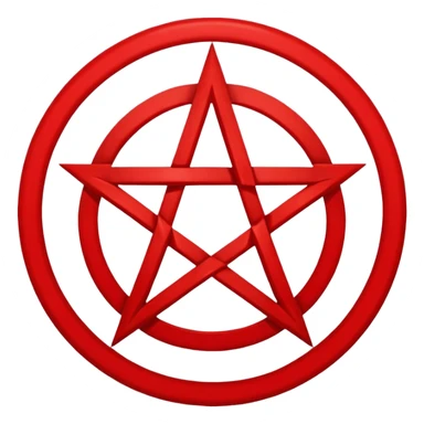 Inverted (point facing down), encircled pentagram, red. One circle, no additional colors. sticker