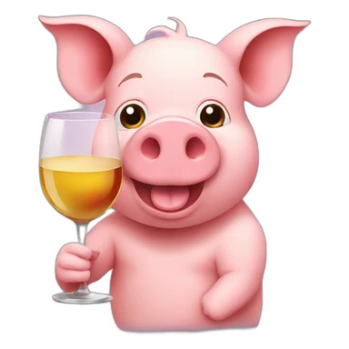 Pig drinks wine sticker