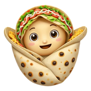A burrito with arms and really cute eyes sticker
