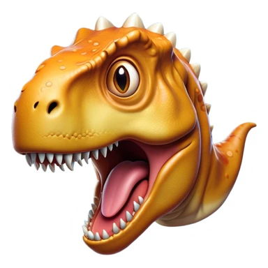 Cinematic Comical T-rex Portrait Emoji, Head tilted dramatically with an exaggeratedly shocked expression, featuring its iconic massive head, tiny comically expressive arms, and wide, playful eyes full of humorous disbelief, Simplified yet hilariously expressive features, highly detailed, glowing with a slightly sassy prehistoric glow, high shine, dramatic yet playful, stylized with an air of cheeky dinosaur mischief, soft glowing outline, capturing the essence of a meme-worthy T-rex that looks ready to side-eye its way into viral fame! sticker
