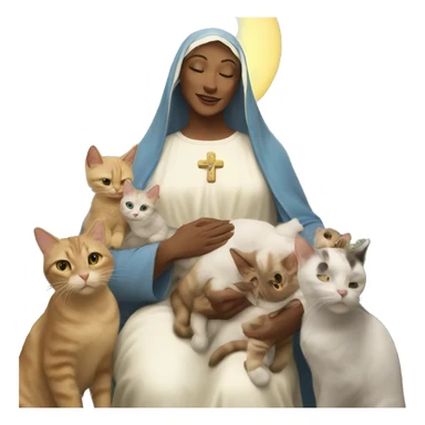 Mother Mary with cats  sticker