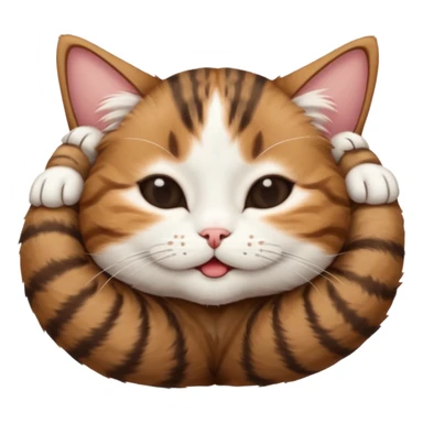dark brown tabby and white cat in funny positions upside down with eyes closed sticker