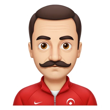 Recep İvedik Turkish comedy character with thick mustache bushy eyebrows red tracksuit expressive face sticker