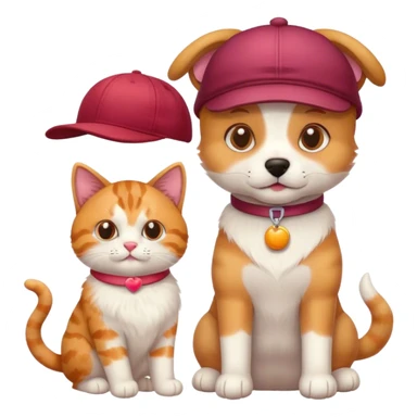 Dog with cap and a cat with toys  sticker