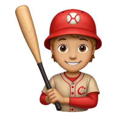 Log with a smiling face holding a baseball bat. sticker
