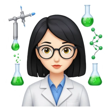 black hair woman scientist sticker