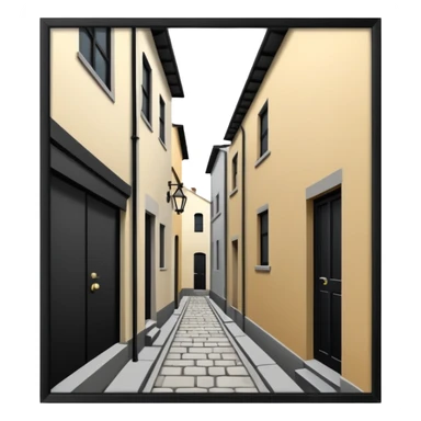narrow alleyway, simple building design sticker