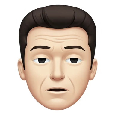 Rick Astley with straight face but with front teeth out and the picture is from the era of the 1920s-1930s or 40s and his eyes are closed (he might be sleeping) with ink coming out of his eyes sticker