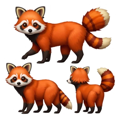 Realistic cool edgy 4-legged quadrupedal Red-Panda-Lemur-Raccoon-Dog-Red-Fox-animal-fusion-hybrid, Full body sticker