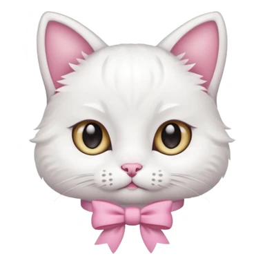 A little white cat with innocent eyes and a pink bow on its head sticker