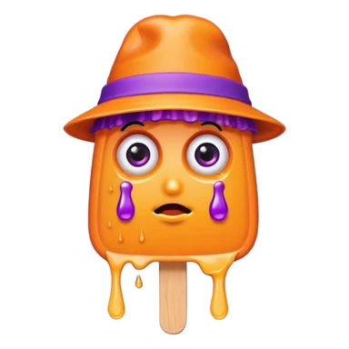 orange popsicle with eyes and purple hat sticker