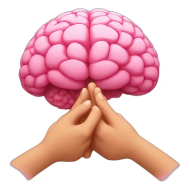 Pink Brain with praying hands sticker