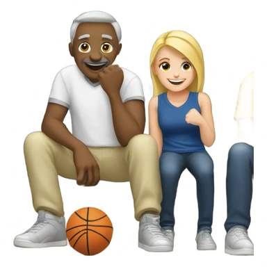 Blonde girl with her father celebrating at the basketball game  sticker