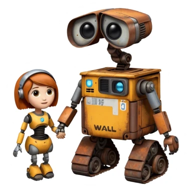 WALL E holding EVE a hand sticker