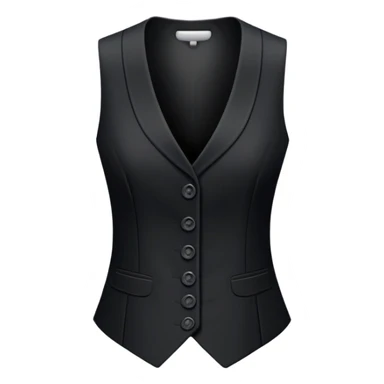just a black women's vest garment with 3 buttons, no background, no model, only the clothing item sticker