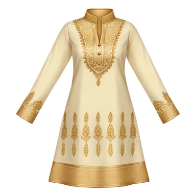 Women's kurti with high collar and golden thread embroidery sticker