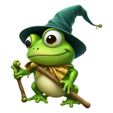 Frog wearing wizard hat with staff sticker