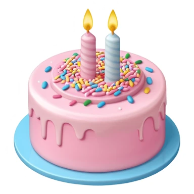 Draw a birthday cake with pink cream and topping on the top side using an isometric camera with a High-Angle Shot. sticker
