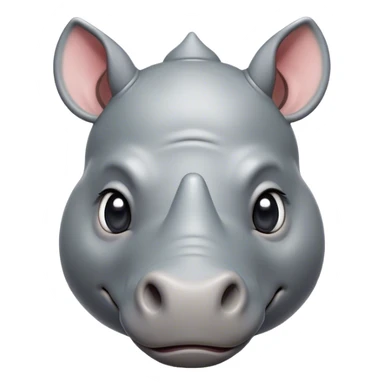Cinematic Cute Rhinoceros Portrait Emoji, Head tilted playfully and inquisitively, featuring a rugged, glossy slate-gray hide with a gentle, rounded horn and round, sparkling eyes filled with curious wonder, Simplified yet irresistibly adorable features, highly detailed, glowing with a warm, friendly glow, high shine, affectionate and mighty, stylized with a touch of ancient charm, bright and endearing, soft glowing outline, capturing the essence of a mischievous yet loving rhinoceros, so playful it feels like it could stomp out of the screen and into your arms! sticker