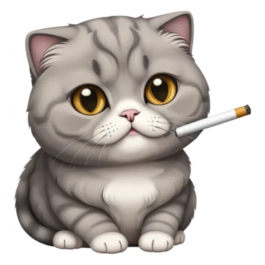 scottish fold cat smoking a cigarette sticker