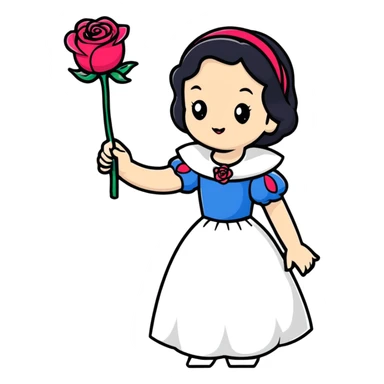 Snow White princess with a rose sticker