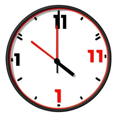 emoji with black background, '11:11' in red digital clock numbers, circular shape, no extra elements sticker