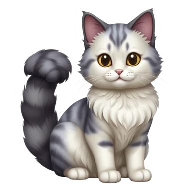 cinematic-[showshoe cat]-realistic-full-body-sitting-emoji,-tail-curled-playfully-around-its-paws,-head-tilted-dramatically,-fluffy-fur,-simplified-yet-realistic-focused-features,-highly-detailed,-glowing-with-an-almost-sarcastic-glow sticker