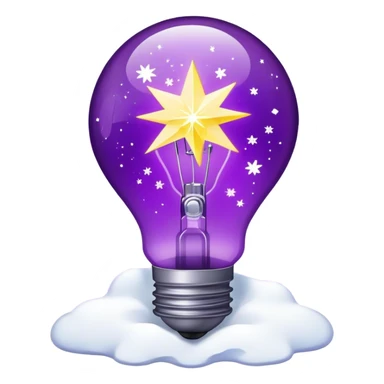 The bulb is a bright purple color, and inside it is electricity, snow with lots of stars. sticker