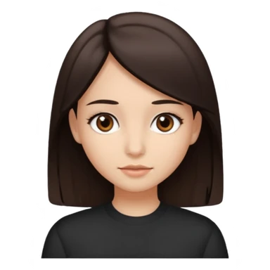 Can you make a girl with dark brown eyes with dark brown hair straight medium hair length sticker