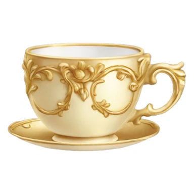 Light gold vintage rococo coffee cup  sticker