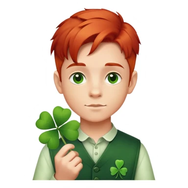 ragazzo daj capelli rossi e quadrifoglio  sticker