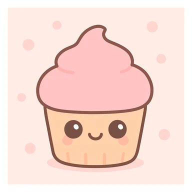 cupcake with pink icing, kawaii style sticker
