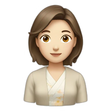 japanese woman brown hair sticker