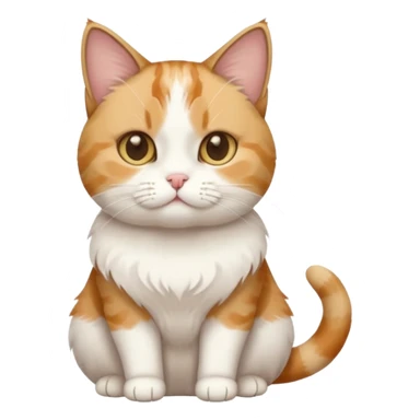 full body calico tabby + white cat with tiny head and fat body sticker