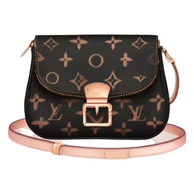 Black Designer Louis Vuitton bag with rose gold monogram and rose gold trim sticker