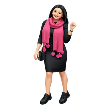 smiling girl in black dress sticker