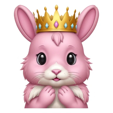 pink bunny with crown sticker