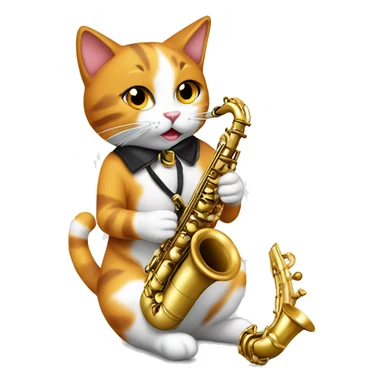 Calico cat playing saxophone sticker