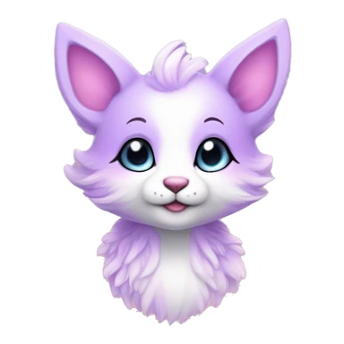 Kawaii colorful bright light pastel lilac-pink-white-gradient fantasy ethereal anthro fursona animal creature sticker