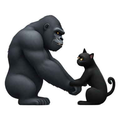 Big gorilla hugging a black cat  sticker