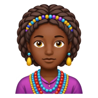 person with beads in hair and colorful style sticker