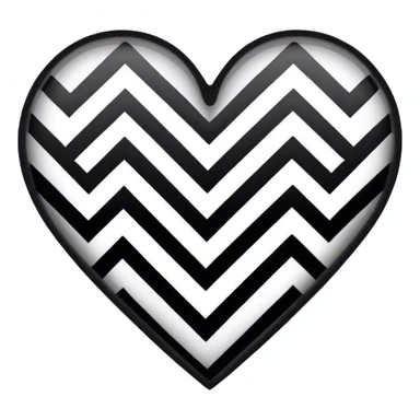 Black and white love heart zigzag together sticker