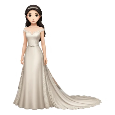 Chica blanca ,ojos marrones, vesti novia sexy largo, escote barco cuerpo entero ,pelo muy largo moreno y recogido sticker