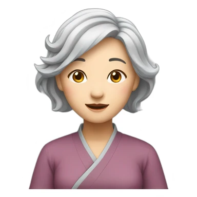 Chinese lady with gray hair doing yuga move sticker