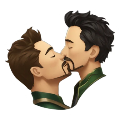 Tony Stark kissing Loki sticker