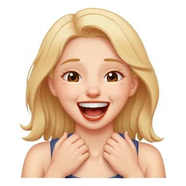 Girl with her hands on her neck choking herself laughing  sticker