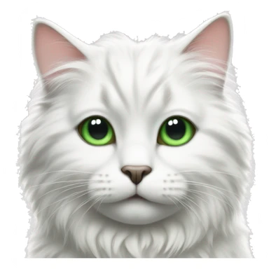 fluffy white cat with black spots and green eyes sticker